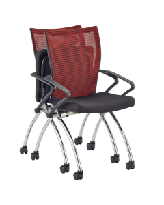 Mayline Valore TSH1 2-Pack Mesh-Back Fabric Nesting Chair (Shown in Red)