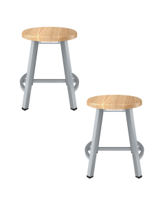 NPS Titan Series Stool, Solid Wood Seat, Grey Frame, Pack of 2 (shown in 18" H)
