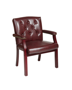 Office Star Traditional Full-Back Vinyl Wood Guest Chair