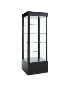 Tecno Square Open Tower Display Case 26" W x 26" D x 73" H (Shown in Black with Black Frame)