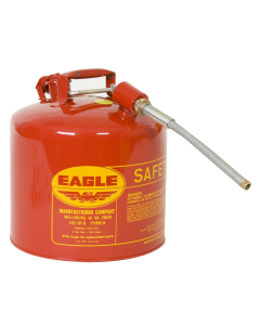 Eagle Type II 5 Gallon Steel Safety Can with 5/8" Flex Spout, Red