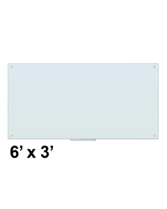 U Brands 6' x 3' White Frosted Glass Whiteboard