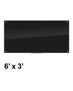 U Brands 6' x 3' Black Glass Whiteboard 