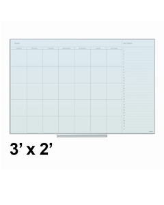 U Brands 3' x 2' White Frosted Glass Monthly Calendar Whiteboard