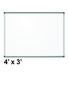 U Brands Pinit 4' x 3', Silver Aluminum Frame Magnetic Painted Steel Whiteboard
