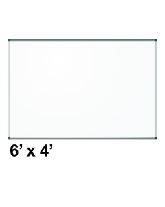 U Brands Pinit 6' x 4', Silver Aluminum Frame Magnetic Painted Steel Whiteboard