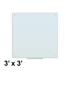 U Brands 3' x 3' Magnetic White Frosted Glass Whiteboard 