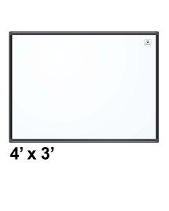 U Brands Pinit 4' x 3', Black Aluminum Frame Magnetic Painted Steel Whiteboard