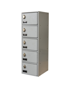 Hallowell 5-Tier Mobile Device Box Locker, Assembled, Light Grey (Shown with Padlock Hasp Option)