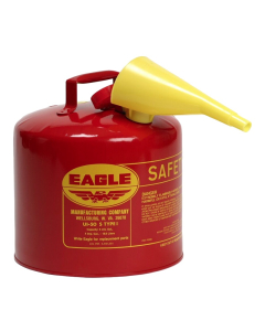 Eagle Type I 5 Gallon Galvanized Steel Metal Safety Can with Funnel (Shown in Red)