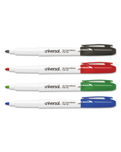 Universal Pen Dry Erase Marker, Fine Tip, Assorted, 4-Pack 