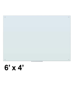 U Brands 6' x 4' White Frosted Glass Whiteboard