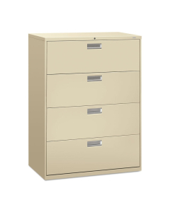 HON Brigade 694LL 4-Drawer 42" Wide Lateral File Cabinet, Letter & Legal Size, Putty