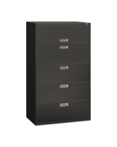 HON Brigade 695LS 5-Drawer 42" Wide Lateral File Cabinet, Letter & Legal Size, Charcoal