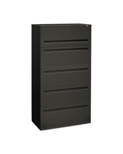 HON Brigade 785LS 5-Drawer 36" Wide Lateral File Cabinet with Roll-out Posting Shelf, Letter & Legal, Charcoal