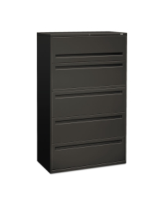 HON Brigade 795LS 5-Drawer 42" Wide Lateral File Cabinet with Roll-out Posting Shelf, Letter & Legal Size, Charcoal