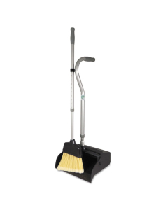 Unger 45" L x 12" W Telescopic Ergo Dust Pan with Broom, Grey/Silver