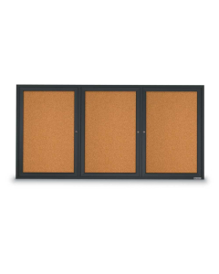 United Visual Products UV306 72" x 36" Triple Door Traditional Indoor Enclosed Bulletin Boards