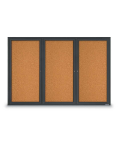 United Visual Products UV307 72" x 48" Triple Door Traditional Indoor Enclosed Bulletin Boards