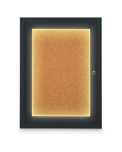 United Visual Products UV-314I 18" x 24" Single Door Traditional Indoor Enclosed Corkboard with Lights