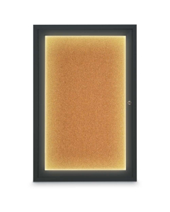 United Visual Products UV315I 24" x 36" Single Door Traditional Indoor Enclosed Corkboard with Lights