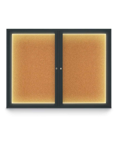 United Visual Products UV316I 48" x 36" Double Door Traditional Indoor Enclosed Bulletin Boards with Lights