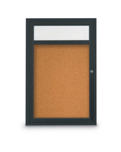 United Visual Products UV330H 24" x 36" Single Door Traditional Indoor Enclosed Bulletin Boards With Header
