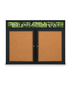 United Visual Products UV331H 48" x 36" Double Door Traditional Enclosed Bulletin Boards With Header