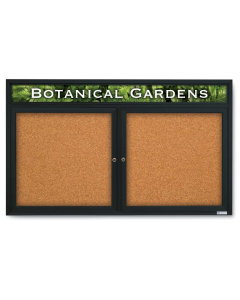 United Visual Products UV332H 60" x 36" Double Door Traditional Indoor Enclosed Bulletin Boards With Header