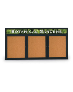 United Visual Products UV333H 72" x 36" Triple Door Traditional Indoor Enclosed Bulletin Boards With Header