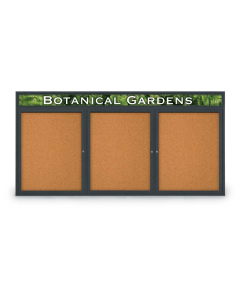 United Visual Products UV335H 96" x 48" Triple Door Traditional Indoor Enclosed Bulletin Boards With Header
