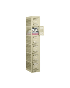 Tennsco Ventilated Assembled 6-Tiered Box Locker 1 Wide Unit-12" W x 18" D x 72" H without Legs (Shown in Putty)