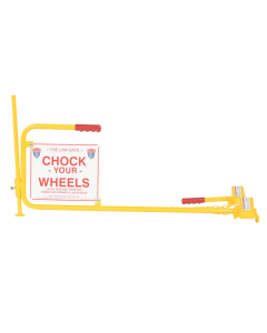 Vestil Steel Single Rail Chock With Flag And 30" Long Chain, Yellow