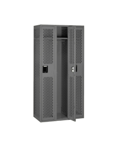 Tennsco Ventilated Assembled Single Tier 3-Wide Metal Lockers without Legs (Shown in Medium Grey)