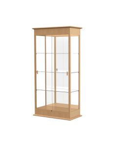 Waddell Varsity 694K Series Display Case Oak Finish with Sliding Glass 36"L x 77"H x 18"D (Shown in natural oak/mirror back)