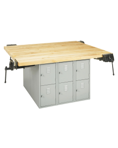 Diversified Woodcrafts Maple Top Storage Locker Workbench, 4 Vises