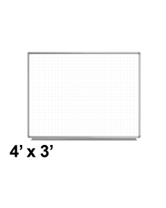 Luxor 4' x 3' Grid Line Magnetic Painted Steel Whiteboard
