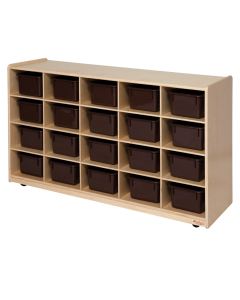 Wood Designs Childrens Classroom Cubby Storage Unit with Brown Trays (20-Cubby Unit Shown)