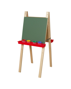 Wood Designs Double Adjustable Easel with Chalkboard, Red