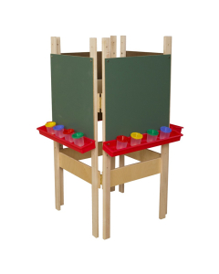 Wood Designs 4-Sided Adjustable Easel with Chalkboard, Red