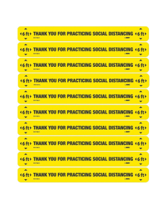 National Marker 2.25" x 20" Temp-Step Vinyl Social Distancing Floor Decal, Pack of 10 (Shown in Yellow)