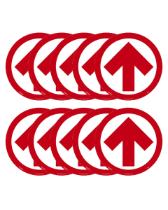 National Marker 8" Round Temp-Step Vinyl Red Arrow Floor Decal, Pack of 10