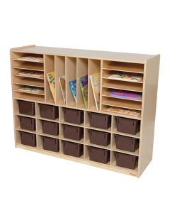 Wood Designs Classroom Multi-Storage Unit 15 with Brown Trays