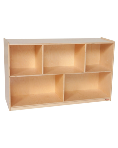 Wood Designs Classroom 5-Section Single Storage Mobile Shelving Unit, Birch, 30" H x 48" W x 15" D