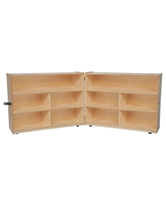 Wood Designs Classroom Mobile 10-Space Storage Unit, Folding, Birch, 38" H x 96" W