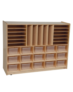 Wood Designs Childrens Classroom Multi-Storage Unit with Clear Trays