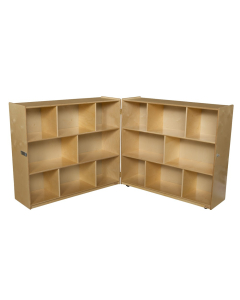 Wood Designs Mobile 16-Space Classroom Storage Unit, Folding, Birch, 42" H x 96" W