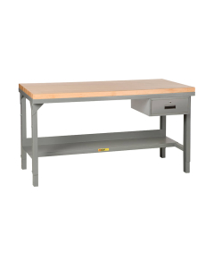 Little Giant Adjustable Height Butcher Block Top Workbenches 3000 lb Capacity (Shown With 1 Drawer)