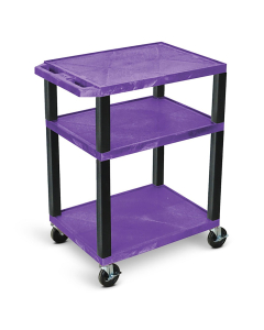 Luxor 3-Shelf 34" H Tuffy AV Cart (Shown in Purple /Black)