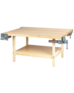 Diversified Woodcrafts Maple Top Wood Workbench, 4 Vises